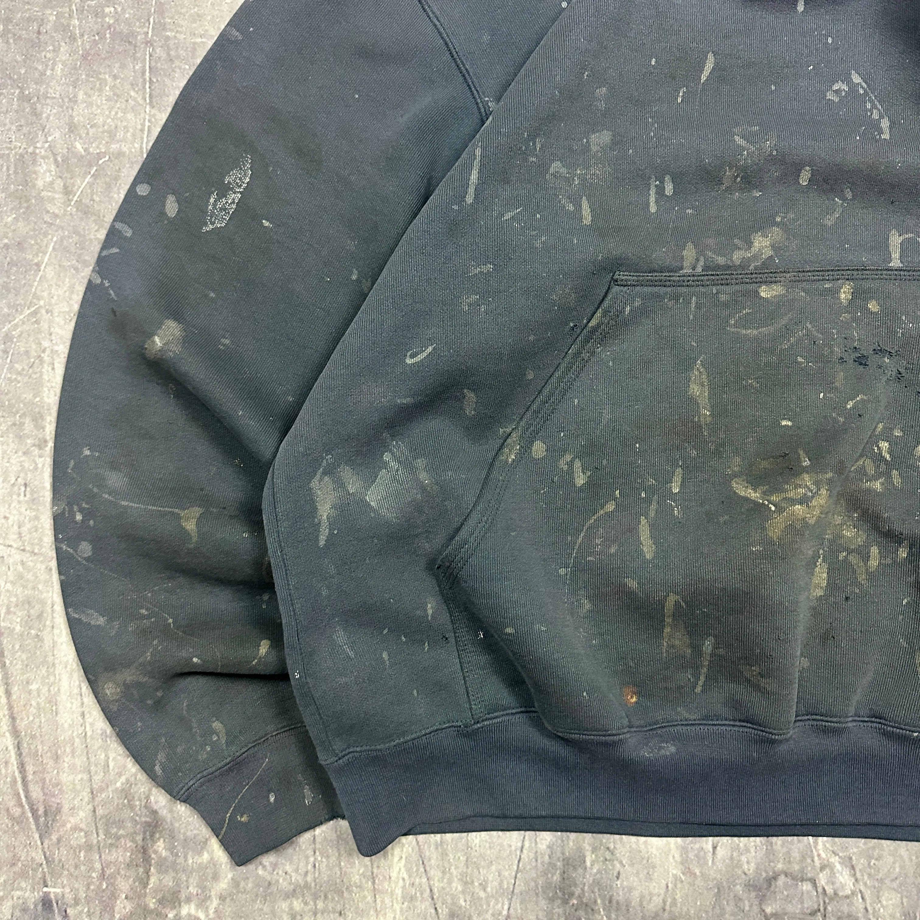 00s Faded Blue Carhartt Essential Logo Painter Hoodie L J32