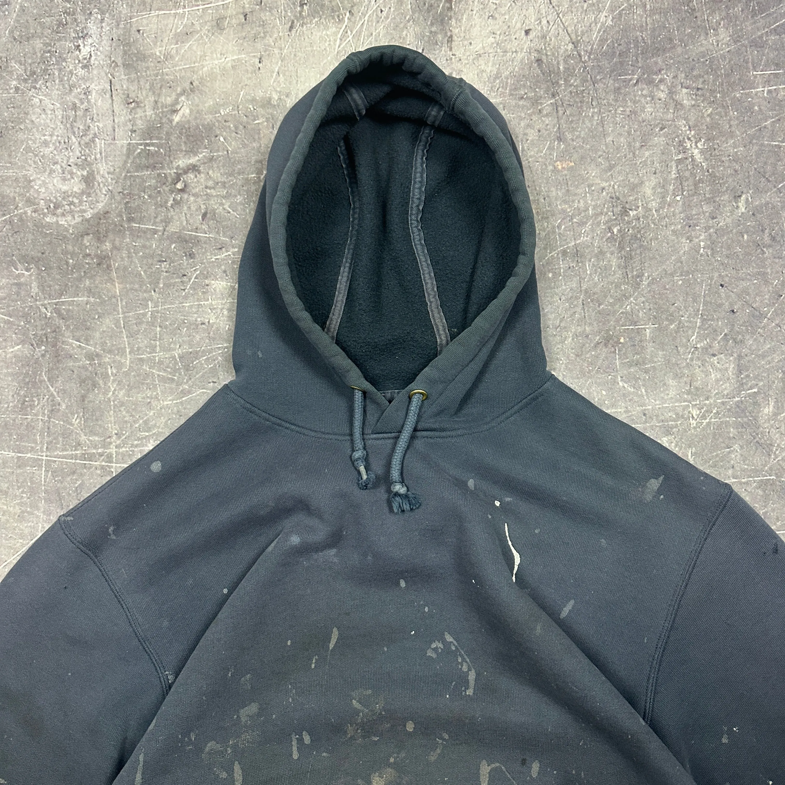 00s Faded Blue Carhartt Essential Logo Painter Hoodie L J32