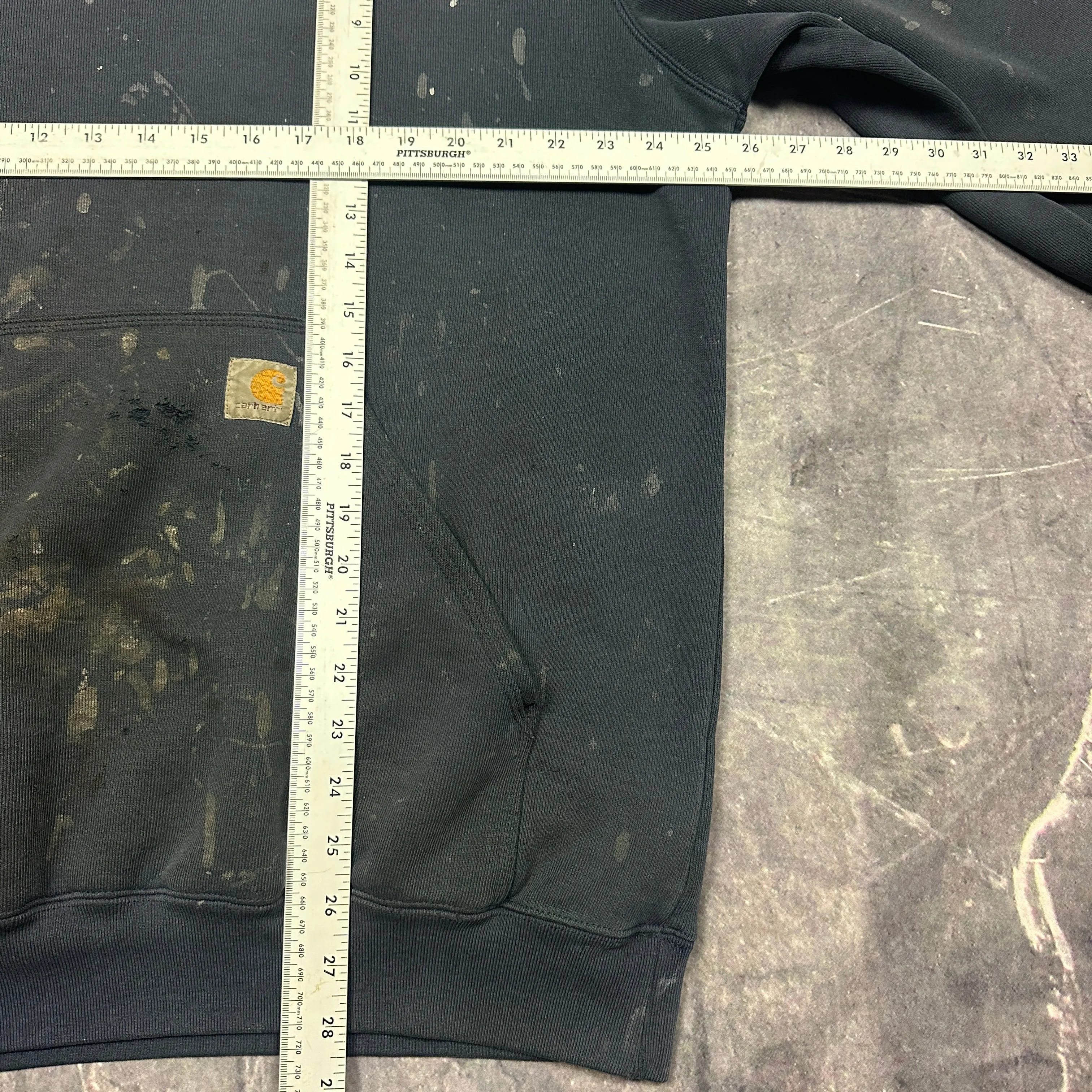 00s Faded Blue Carhartt Essential Logo Painter Hoodie L J32