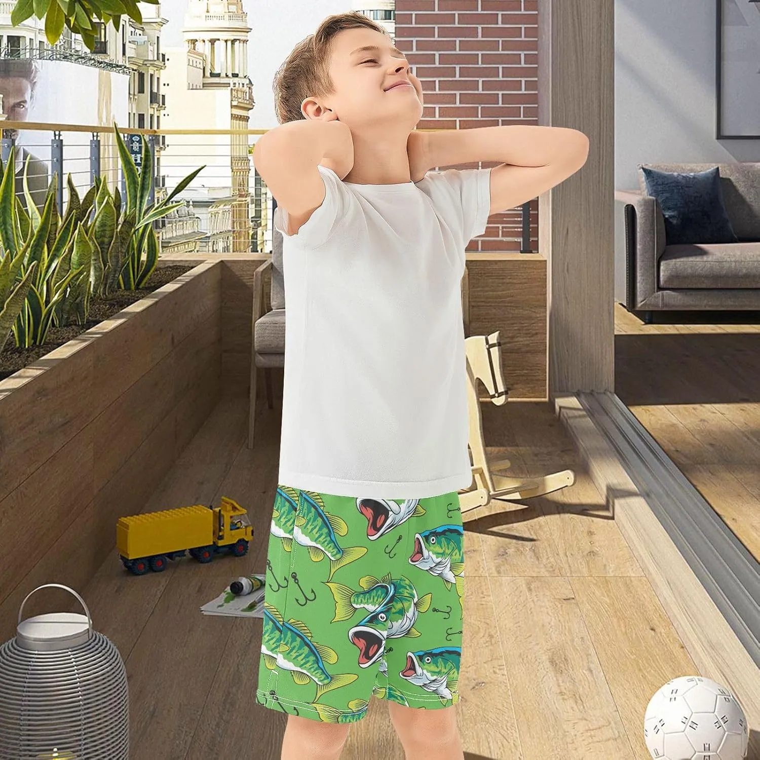 Boys Athletic Shorts Size 7-15 Boys' Casual Shorts with Pockets Elastic Waist Summer Kids Bottom for Sports Homewear