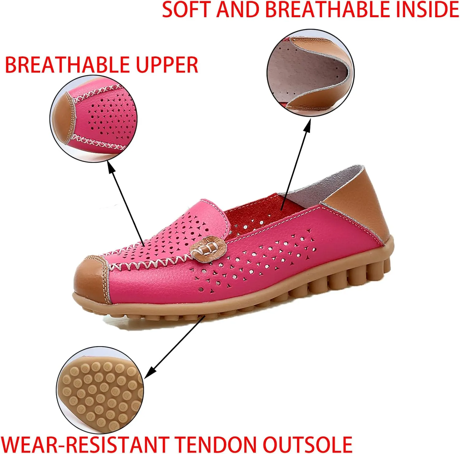 DirraBra owlkay Women's Fashion Breathable Loafers Slip On Casual Walking Shoes Moccasin Comfortable Lightweight Non-Slip Boat Shoes