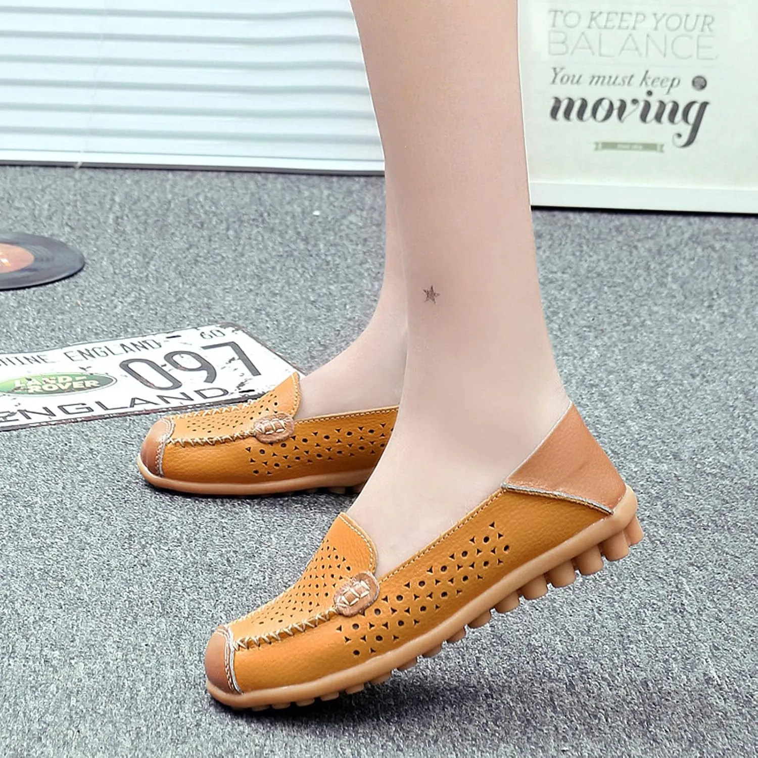 DirraBra owlkay Women's Fashion Breathable Loafers Slip On Casual Walking Shoes Moccasin Comfortable Lightweight Non-Slip Boat Shoes