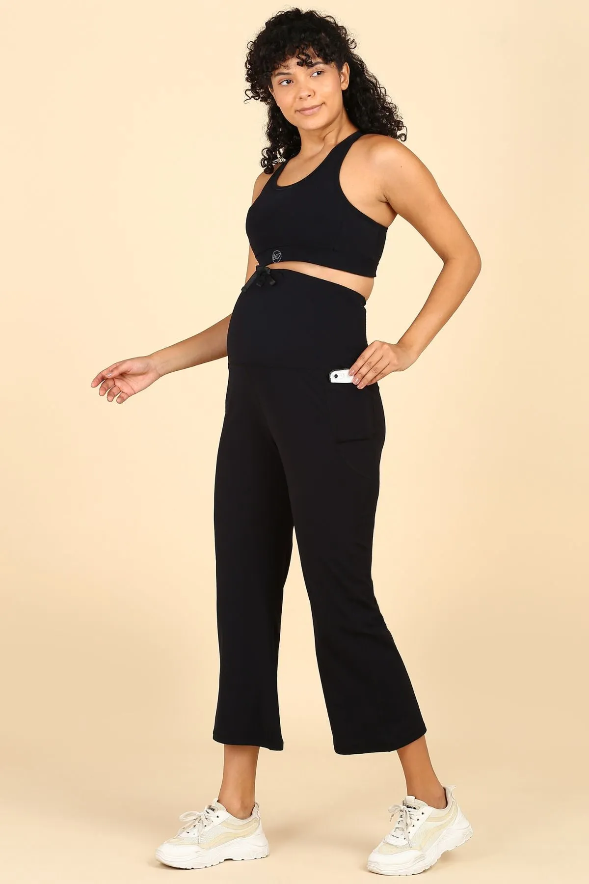 Full Bump-Coverage Black Flair Maternity Pants