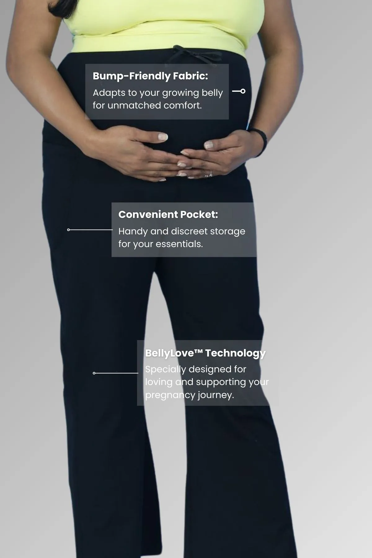 Full Bump-Coverage Black Flair Maternity Pants