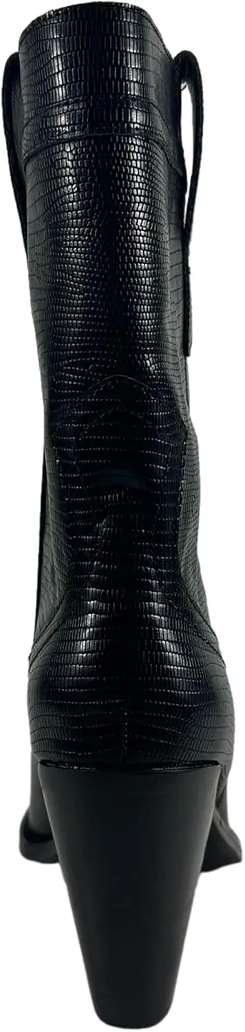 GIRL MILES Women's Stacked Heel Snip Pointed Toe Western Low-Down Ankle Boots