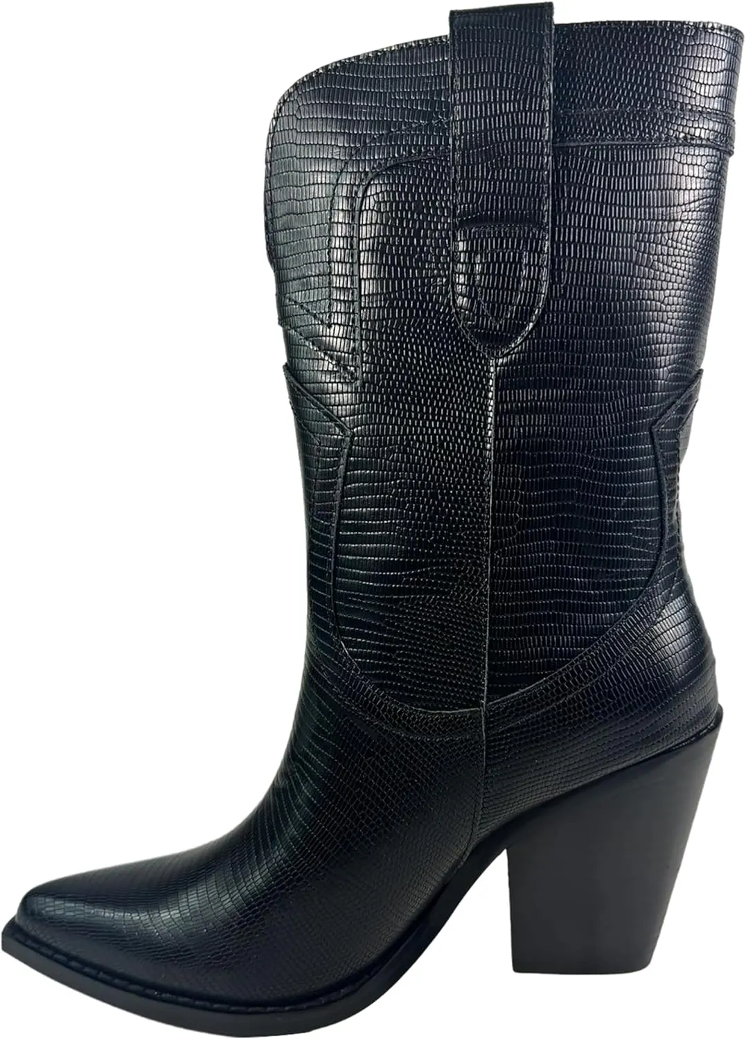 GIRL MILES Women's Stacked Heel Snip Pointed Toe Western Low-Down Ankle Boots