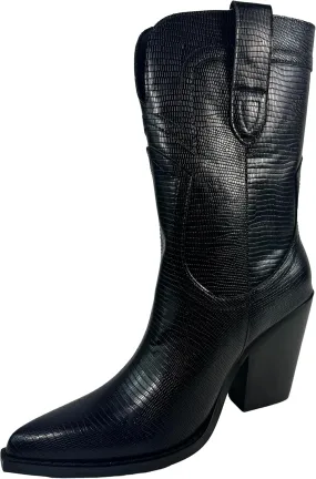 GIRL MILES Women's Stacked Heel Snip Pointed Toe Western Low-Down Ankle Boots