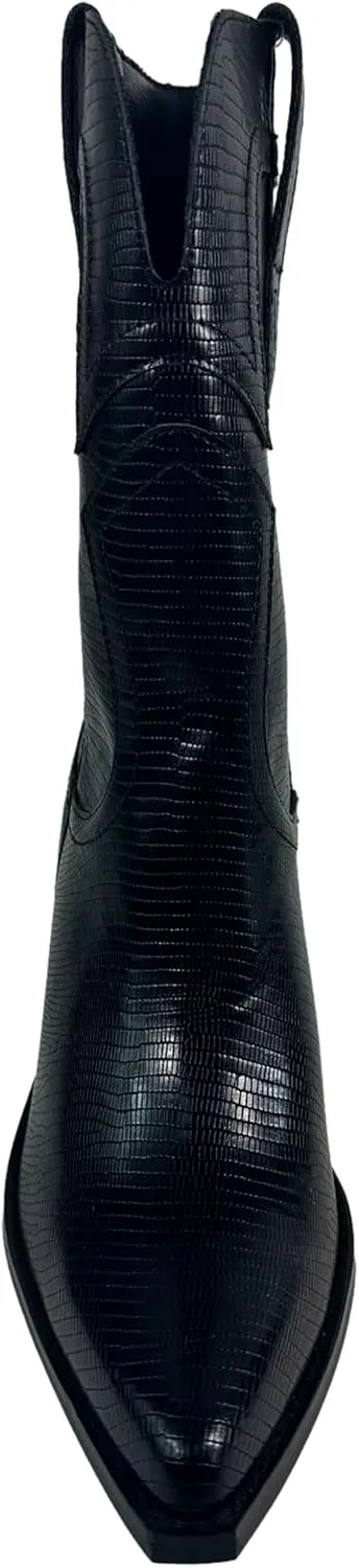 GIRL MILES Women's Stacked Heel Snip Pointed Toe Western Low-Down Ankle Boots