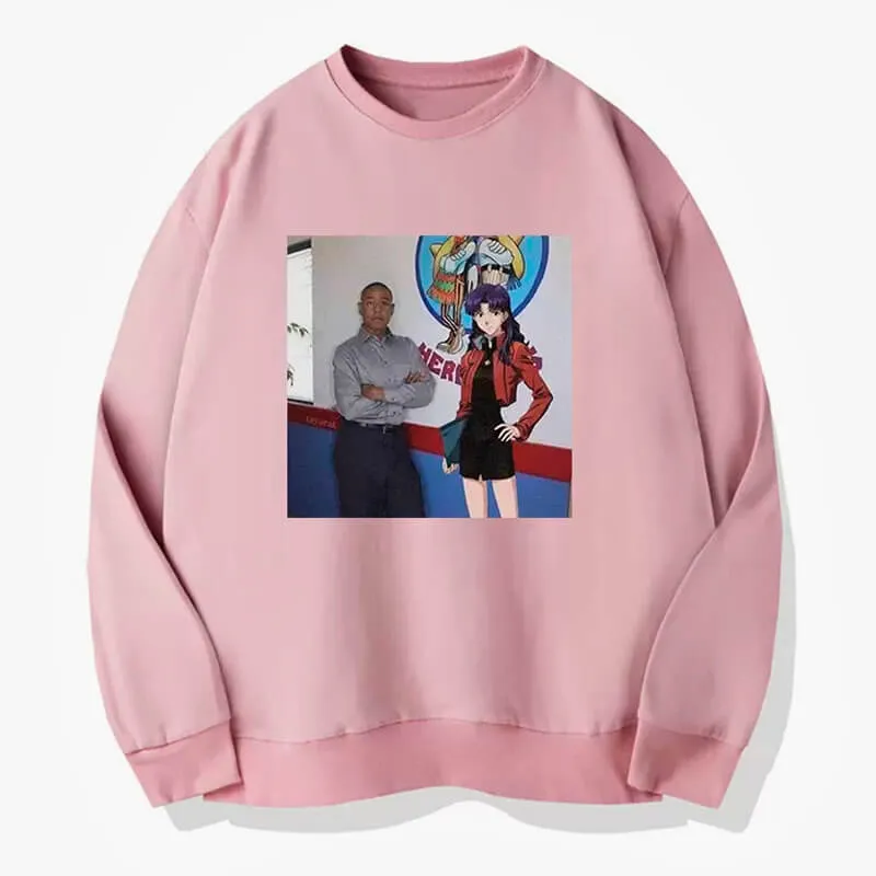 Gus Fring and Misato Katsuragi Sweatshirt Breaking Bad