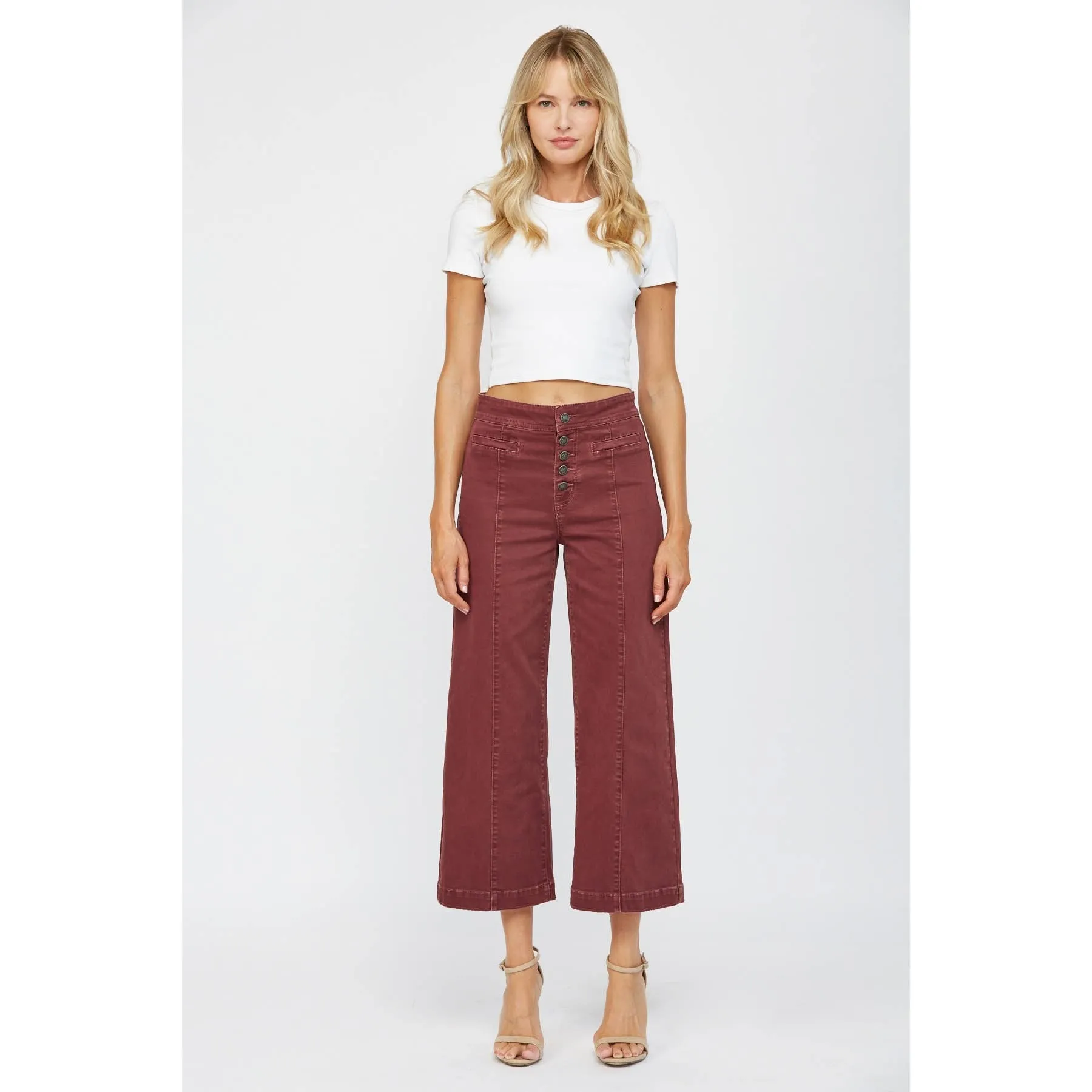 High Rise Wide Colored Denim in Roux