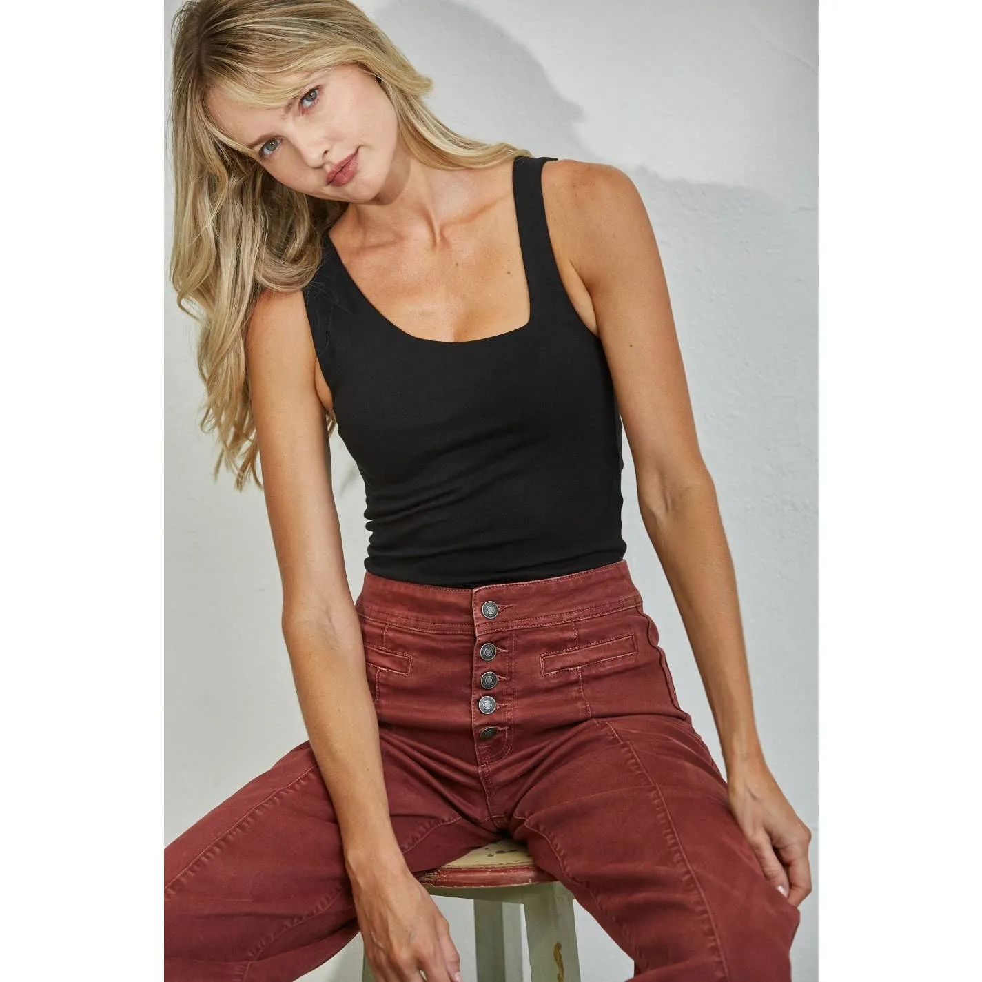 High Rise Wide Colored Denim in Roux