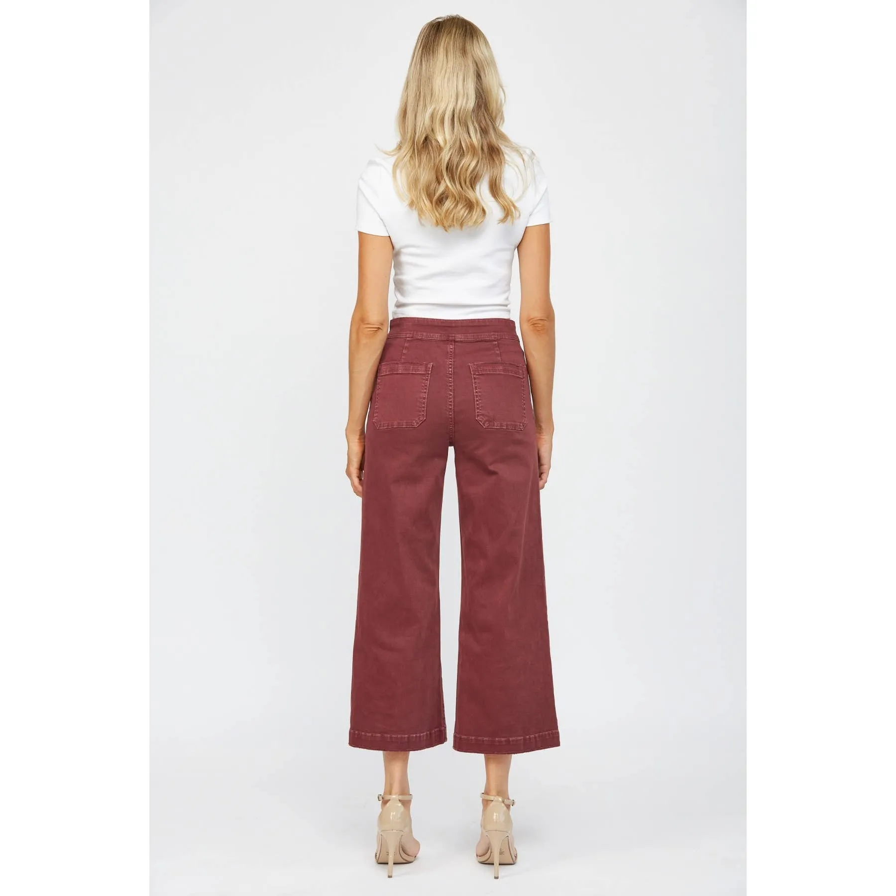 High Rise Wide Colored Denim in Roux