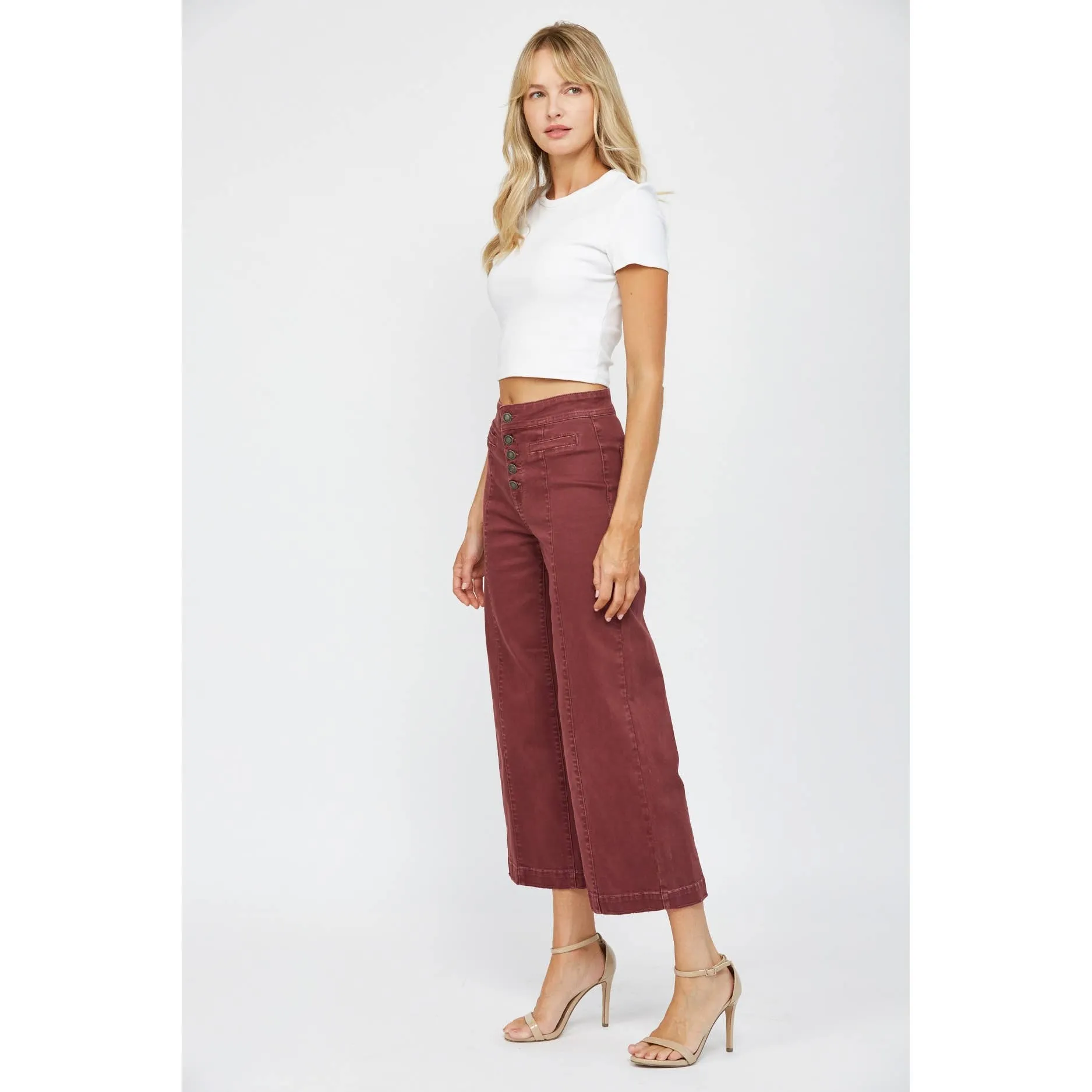 High Rise Wide Colored Denim in Roux