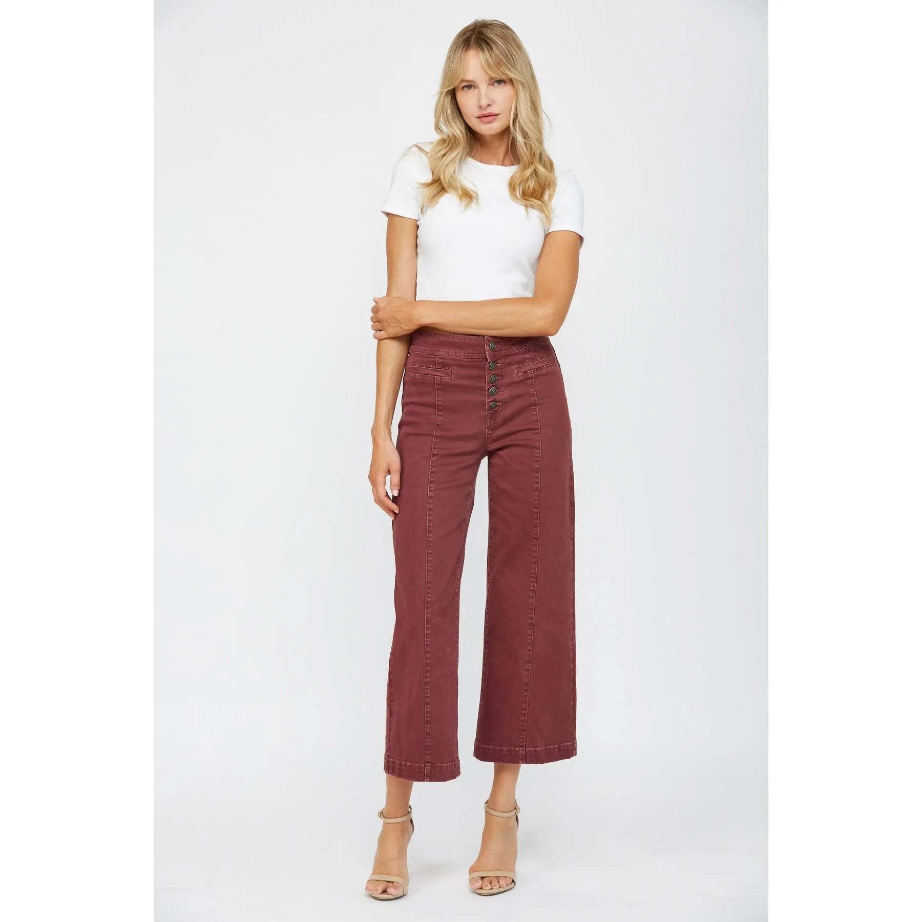 High Rise Wide Colored Denim in Roux