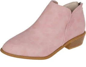 JITUUE Ankle Boots for Women Loafers Slip On Shoes Chunky Block Low Heels Office Pointed Toe Booties with Zipper Tassels