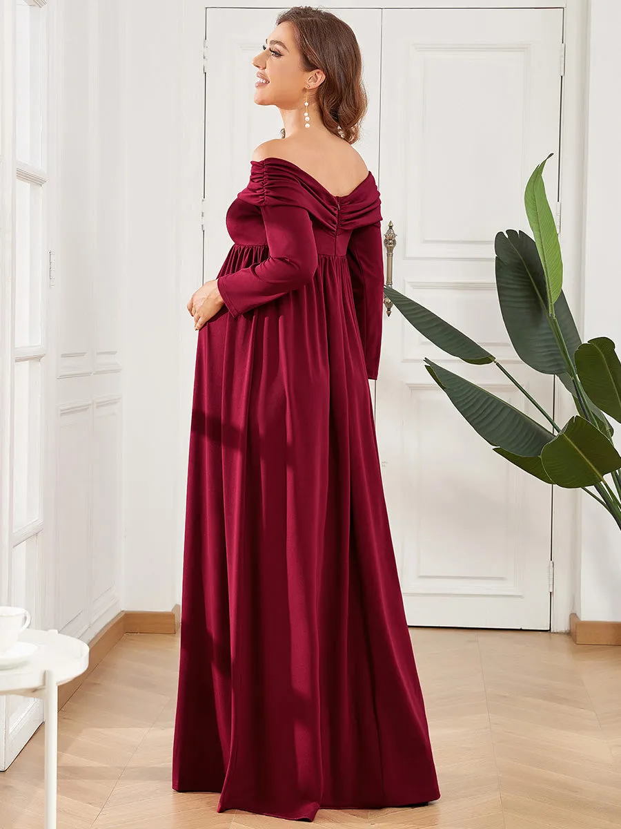 Long Sleeves Floor Length A Line Wholesale Maternity Dresses