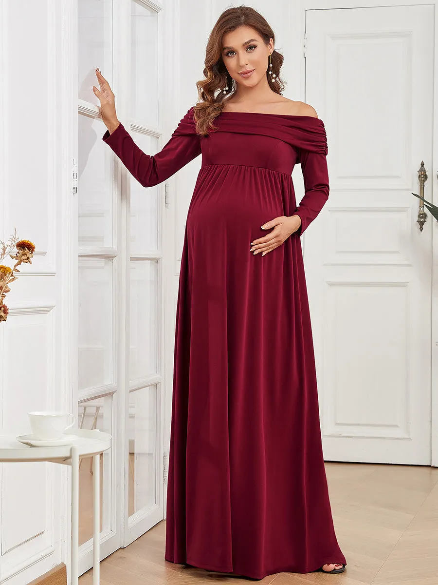Long Sleeves Floor Length A Line Wholesale Maternity Dresses