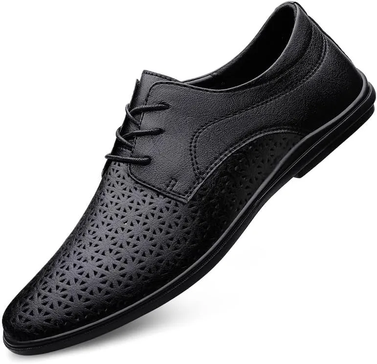 Mens Loafers Walking Breathable Non-Slip Faux Patent Leather Oxford Dress Shoes
