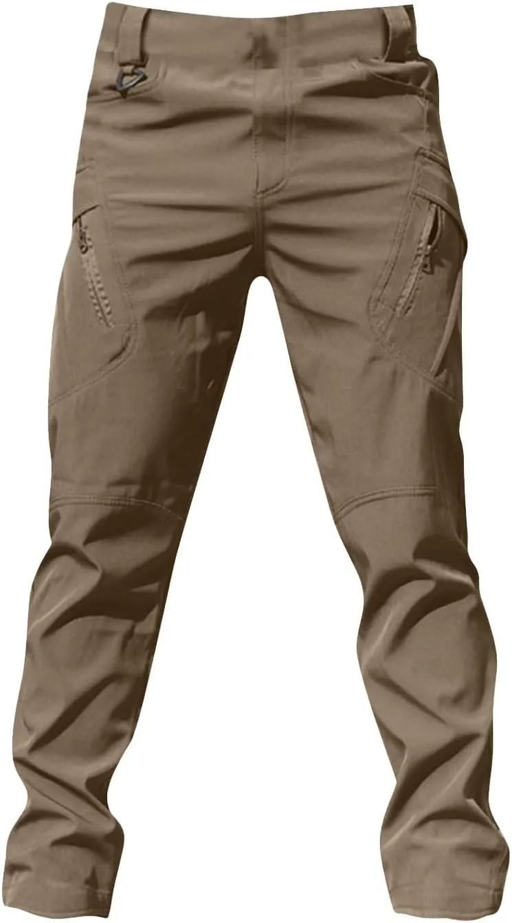 Men's Workout Cargo Pants Utility Elastic Waist Pockets Quick Dry Straight Leg Tactical Pants Stretch Jogging Sweatpants