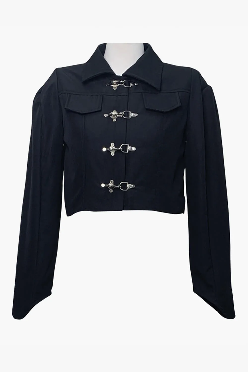 Metal Buckles Black Dark Fashion Jacket