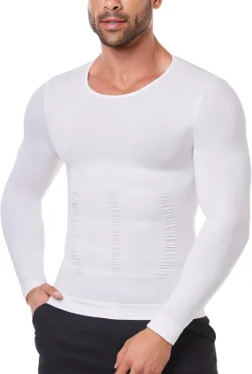 MISS MOLY Gynecomastia Compression Shirts for Men Long Sleeve Slimming Body Shaper Tummy Control Shapewear Undershirt
