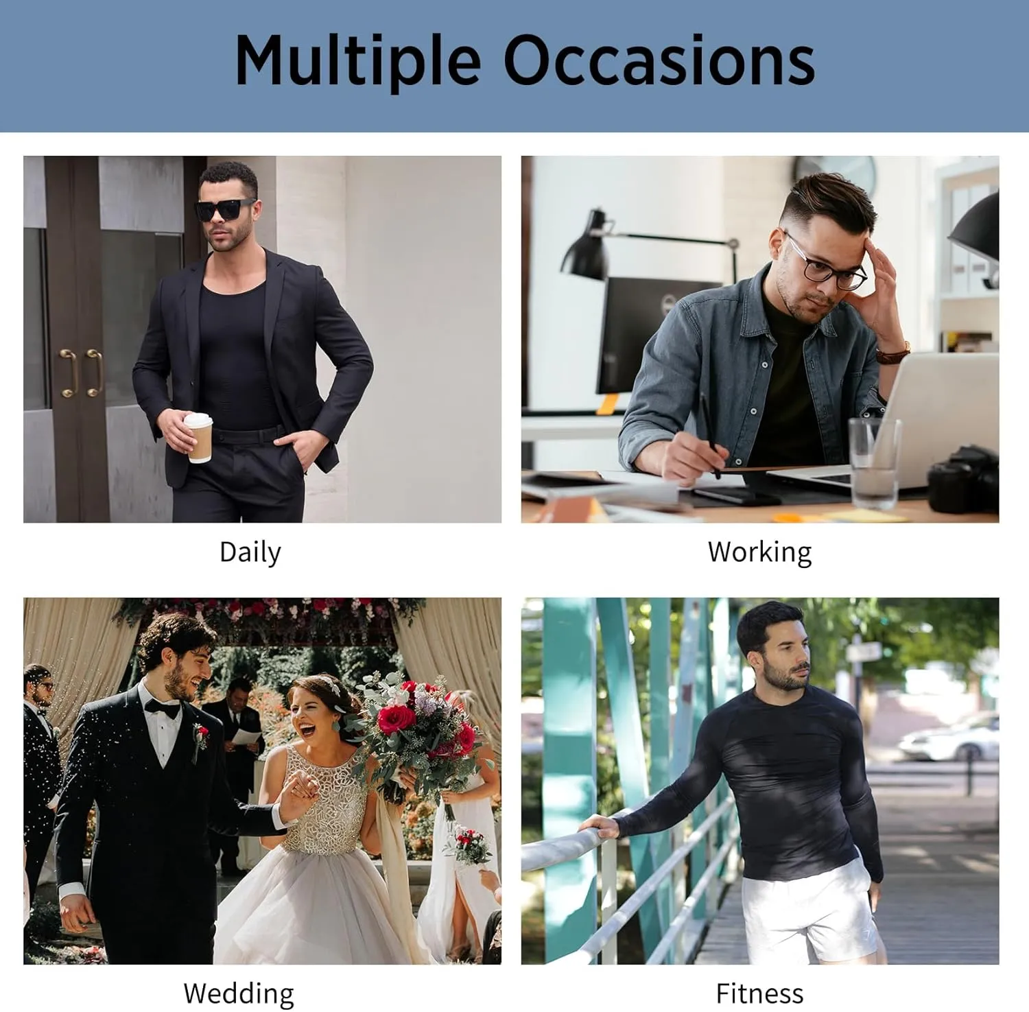 MISS MOLY Gynecomastia Compression Shirts for Men Long Sleeve Slimming Body Shaper Tummy Control Shapewear Undershirt