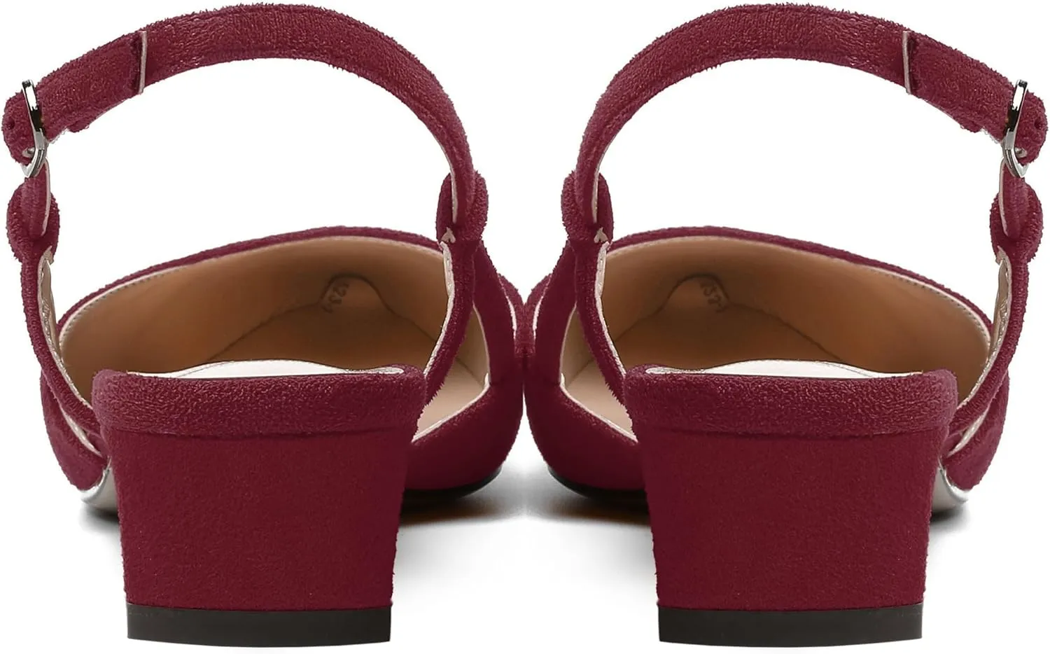 MODENCOCO Womens Buckle Dress Dating Fashion Suede Slingback Pointed Toe Chunky Low Heel Pumps Shoes 1.5 Inch
