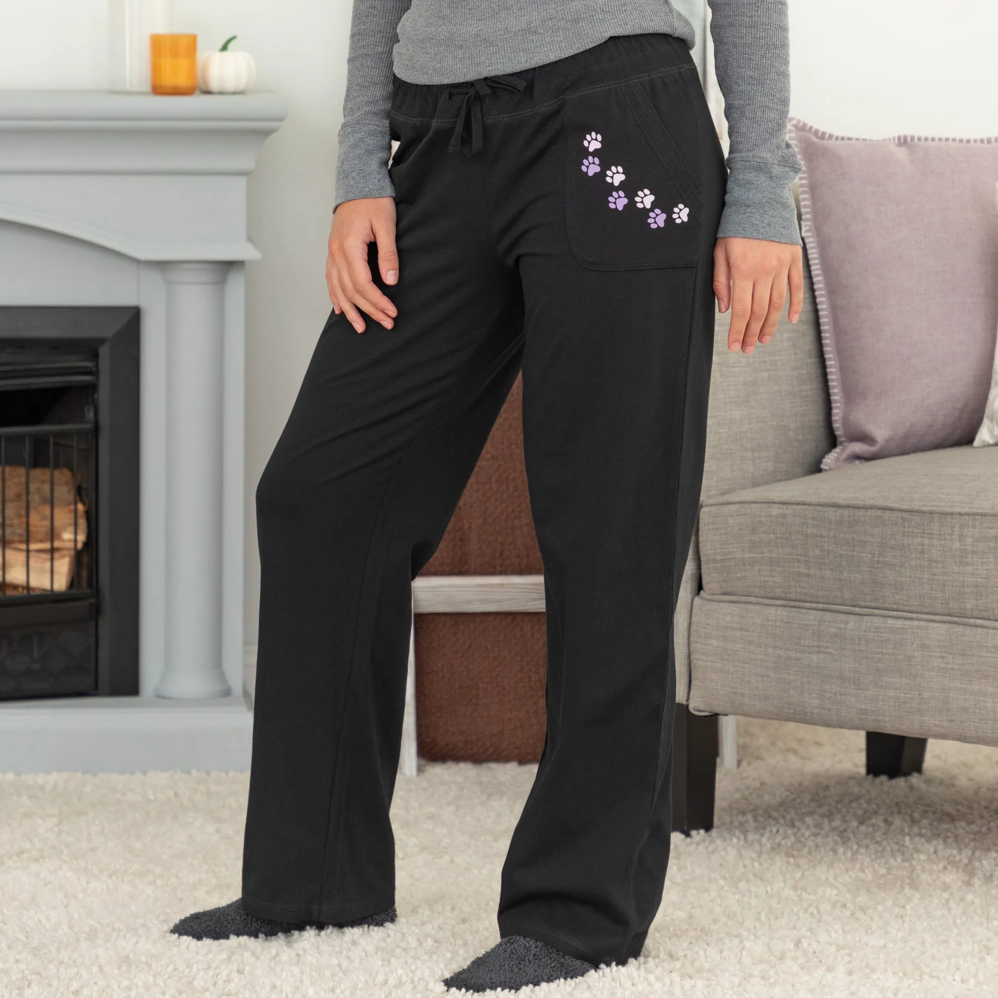 Paw Print Casual Pants