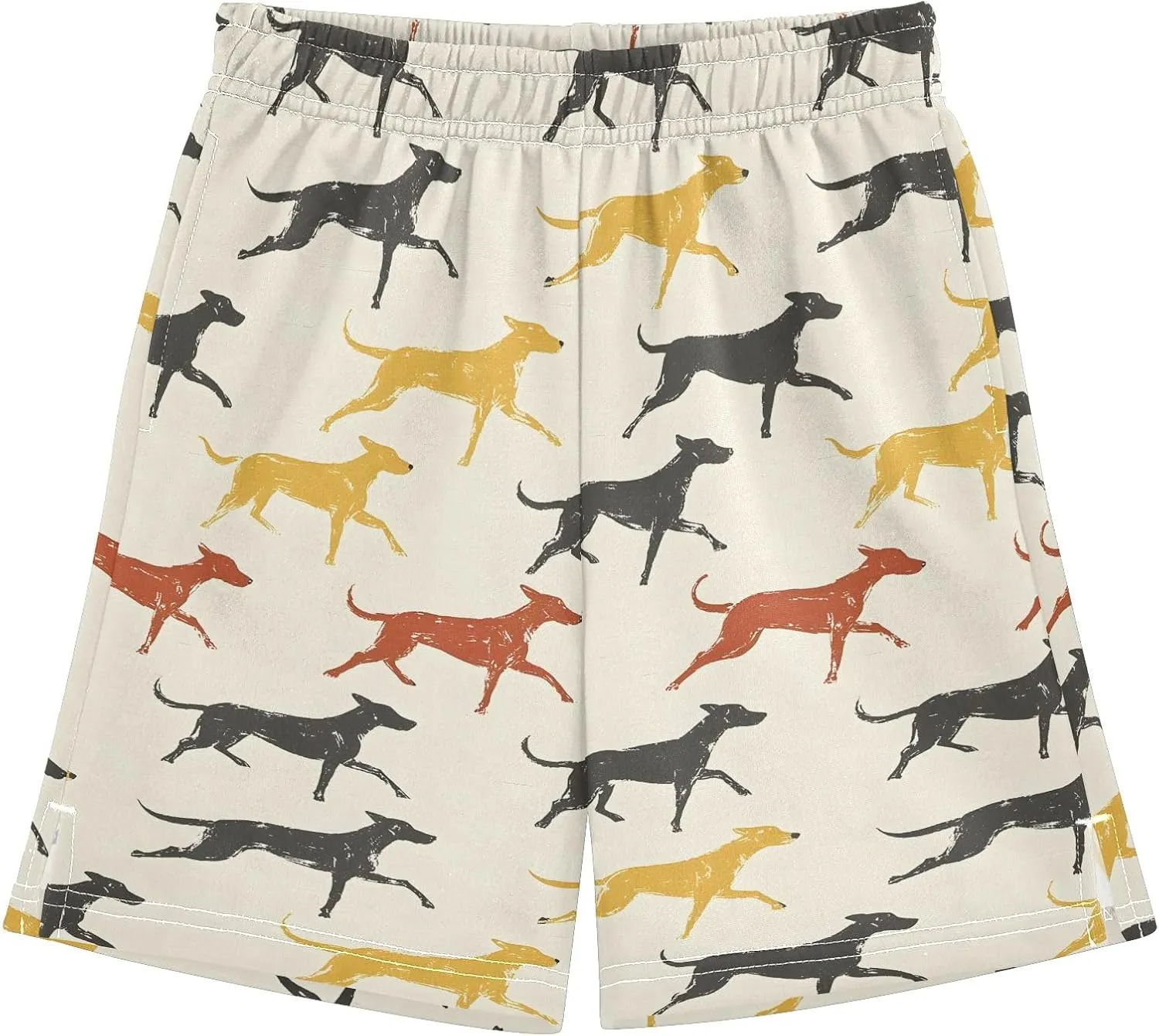 Running Hound Pattern Boys' Shorts Pants Summer Lounge Bottoms Boys Elastic Waist with Pockets
