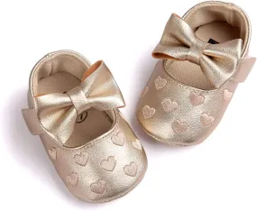 RVROVIC Baby Girls Shoes Soft Sole Mary Jane Flats Princess Dresses Shoes PU Cute Bow Prewalker