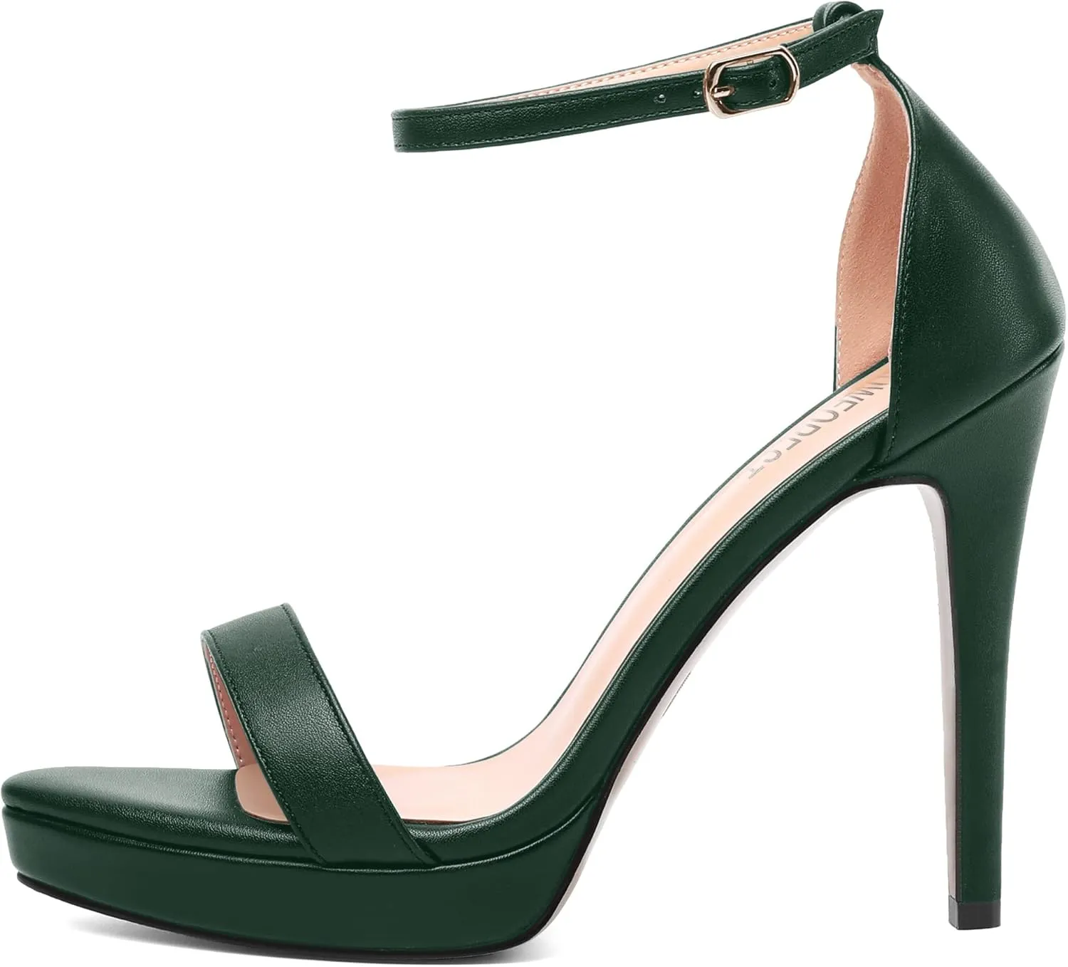 SHOWFOREST Womens Round Toe Dress Ankle Strap Open Toe Wedding Buckle Solid Matte Stiletto High Heel Platforms Sandals 4.7 Inch