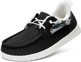STQ Fur Lined Slip on Loafers for Women Plantar Fasciitis Relief Sneakers Comfort Orthopedic Maternity Shoes for Travel
