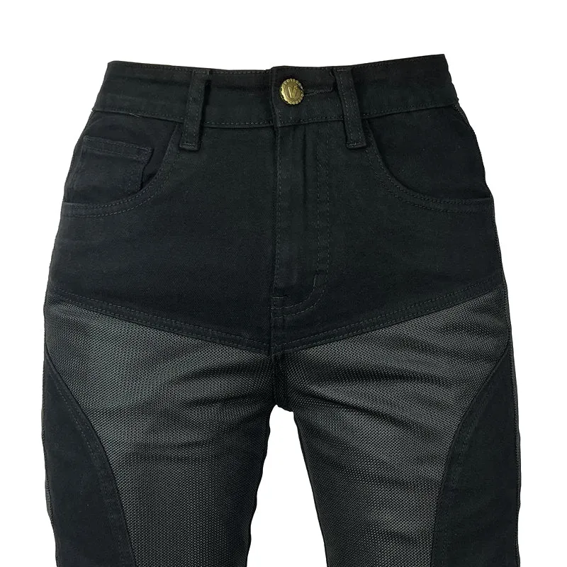 Women Summer Motorcycle Racing Slim Fit Meshed Jeans