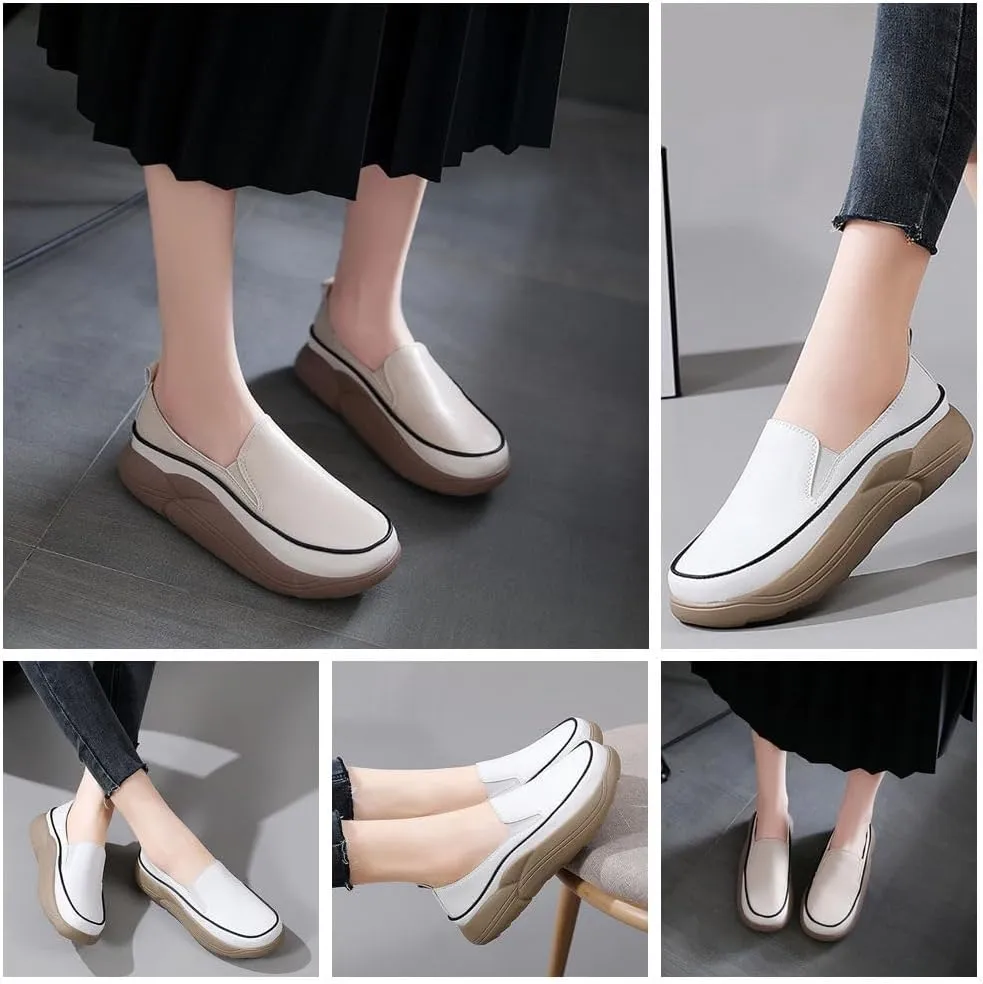 Women's Comfortable Slip-On Platform Shoes, Casual Walking Loafers with Soft Sole, Breathable and Lightweight for Daily Wear & Pregnancy