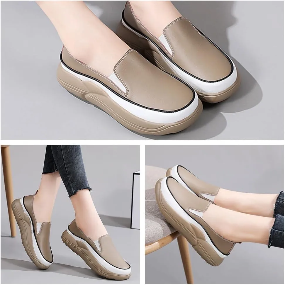 Women's Comfortable Slip-On Platform Shoes, Casual Walking Loafers with Soft Sole, Breathable and Lightweight for Daily Wear & Pregnancy
