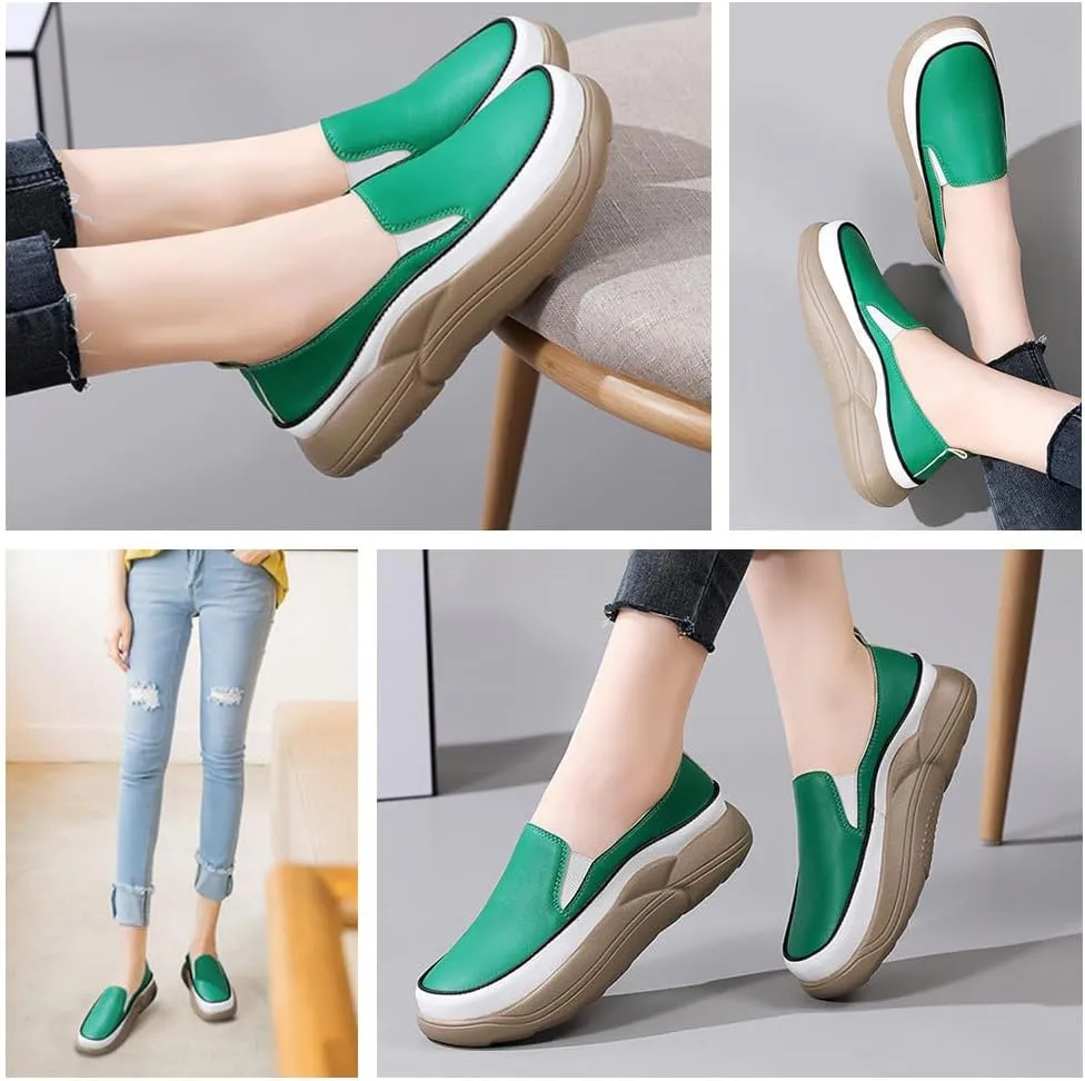 Women's Comfortable Slip-On Platform Shoes, Casual Walking Loafers with Soft Sole, Breathable and Lightweight for Daily Wear & Pregnancy