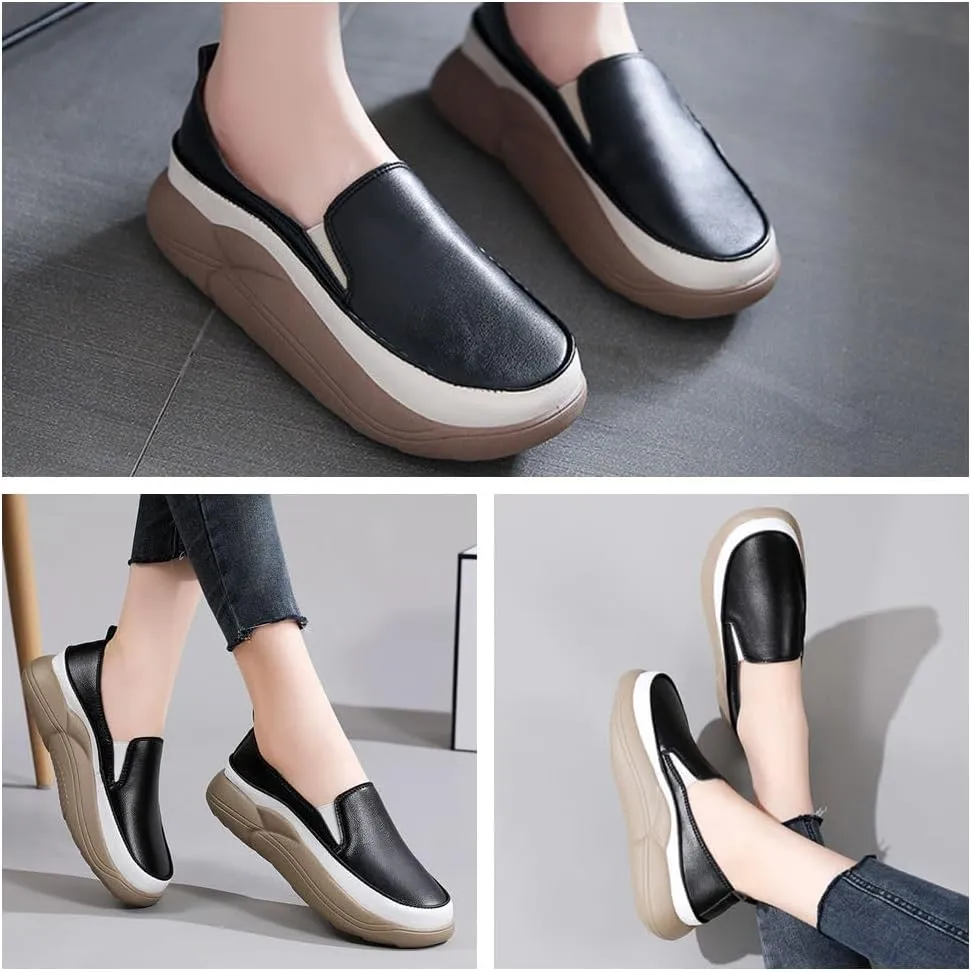 Women's Comfortable Slip-On Platform Shoes, Casual Walking Loafers with Soft Sole, Breathable and Lightweight for Daily Wear & Pregnancy