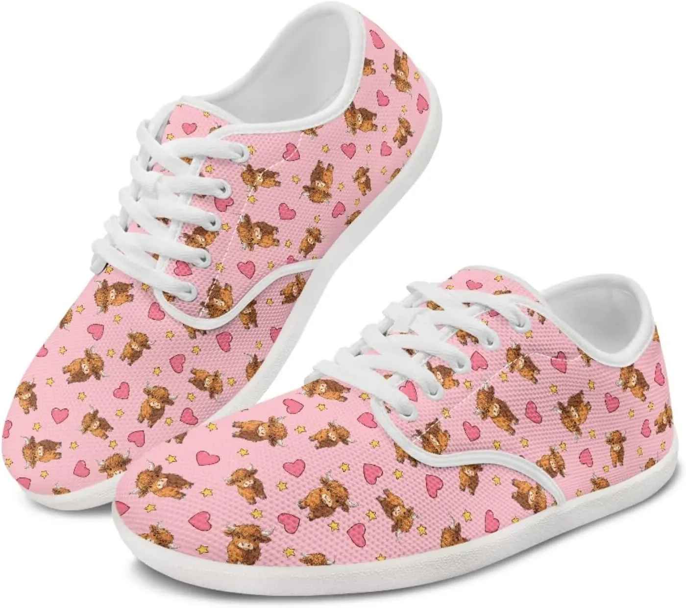 Women's Highland Cattle Running Shoe Leisure Business Loafer Flat Outdoor Walking Platform Sneaker