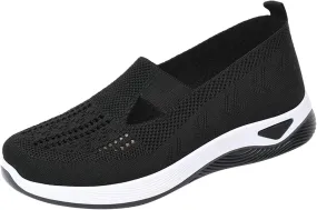Womens Orthopedic Sneakers Breathable Slip on Walking Shoes Non-Slip Woven Shoes Mesh Comfortable Lightweight Arch Support Sneaker