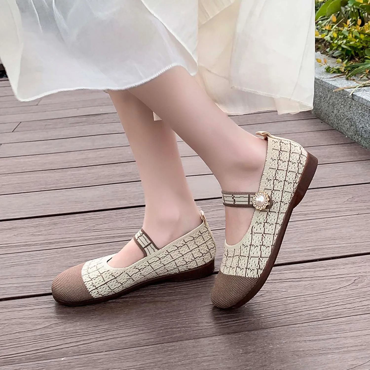 Women's Round Toe Comfortable Casual Shoes Lightweight Breathable Mesh Shoes Dresses Party Shallow Mouth Shoes Ballet Shoes Sandals Black